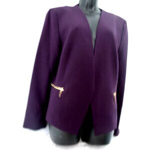 Evan-Picone Women's Size 14 Blazer, Purple with Gold zippered Pockets